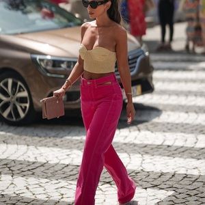 Zara Pink Full Length Cut Out Jeans